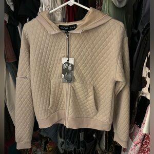 Kendall & Kylie Beige Quilted Bomber Jacket